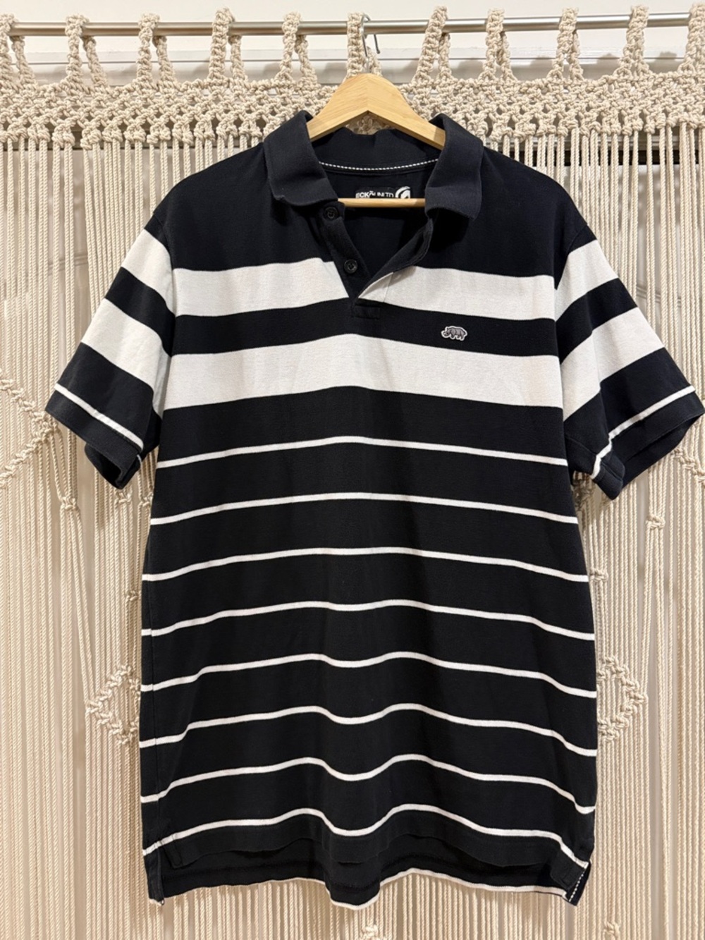 Ecko Unlimited Black & White Striped Polo
